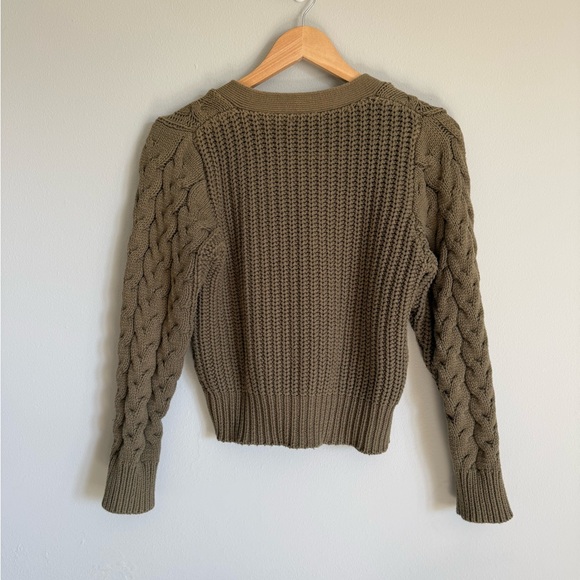 Lumiere Chunky Cable Knit Cardigan - Olive - Picture 5 of 8